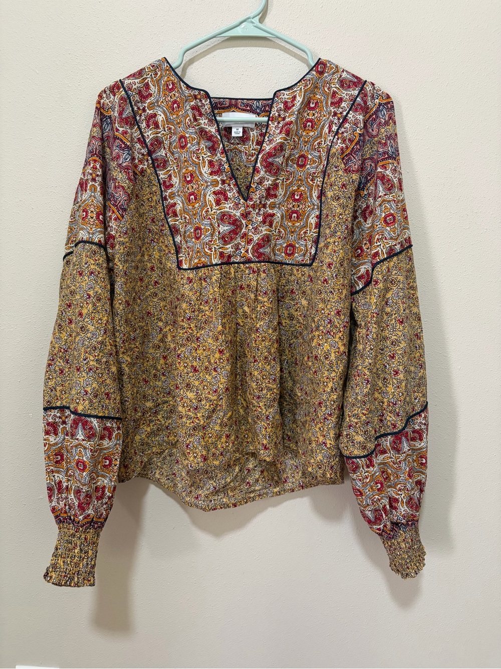 Evereve Mustard and Red Printed Boho Tunic - Picture 4 of 7